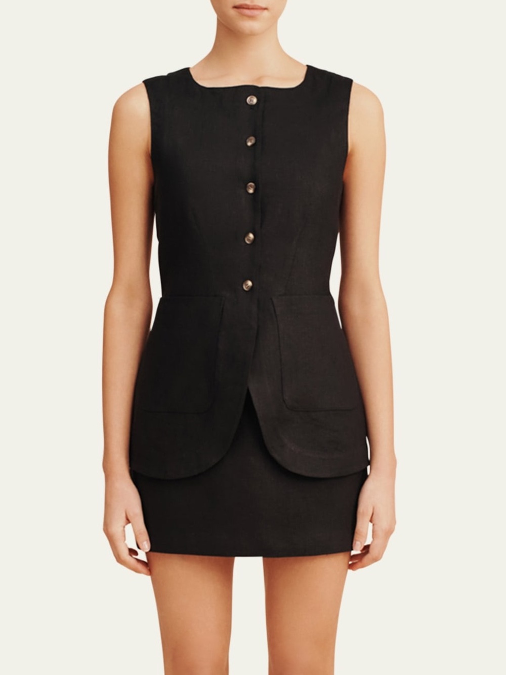 Posse Emma Linen Vest Top - Black, Medium